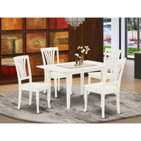 Rectangular Linen White Finish Solid Wood Top-Dining Room Set with Butterfly Leaf by Latitude Run