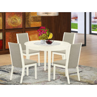 3-Piece Linen White Finish Round Solid Wood Top Dining Table Set by Alcott Hill