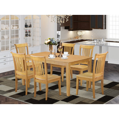 Natural Oak Finish Solid Wood Top - Dining Room Set by Alcott Hill