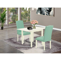 3-Piece Linen White Finish Solid Wood Top Dining Table Set by Red Barrel Studio