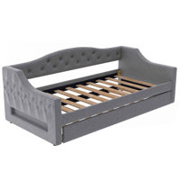 Upholstered Twin Xl Size Daybed With Led Belt And Trundle