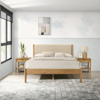 3-Piece Rubberwood Bedroom Set, Platform Bed With Two Nightstands, Queen by Latitude Run