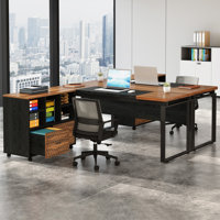 L-Shaped Executive Desk With Reversible File Cabinet by Latitude Run