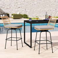 Patio 360° Swivel Bar Stools Set Of 2 With Backrests & Footrests Soft Seat Cushions by Bay Isle Home
