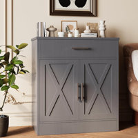 Sideboard Buffet With Storage, Modern Kitchen Storage Cabinet With 1 Drawer And 2 Doors, Wood Coffee Bar Buffet Table For Kitchen, Dining Room