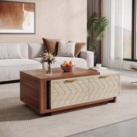 Extendable Coffee Table With 2 Storage Drawers, Dual-Tone Center Table With Sliding Tabletop by Latitude Run
