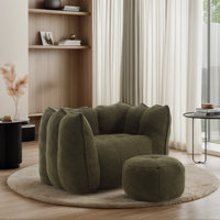 Compressed Sofa Chair Breathable Fabric Bean Bag Chair With Removable Ottoman,Living Room Sofa Chair by Trule