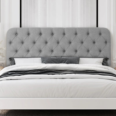 Button Tufted Upholstered Headboard Adjustable Height by Lark Manor