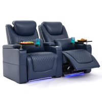 Home Theater Seating Seats, Theater Recliner Chair Sofa Game Movie Theater Chairs With 7 Colors Ambient Lighting, Lumbar Pillow, Side Pocket, Tray Tab by Wrought Studio
