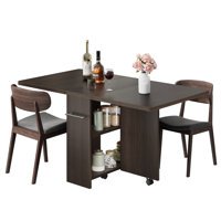 Folding Dining Table,with 2 Tier Storage,extendable Drop Leaf Farmhouse Wood,dark Walnut by George Oliver