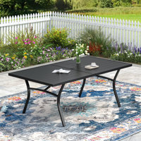Outdoor Rectangular Patio Dining Table With Metal Frame by Lark Manor