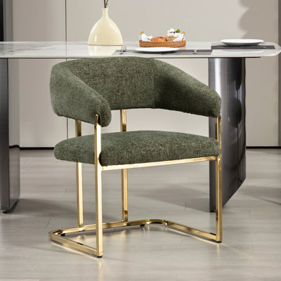 Modern Metal Frame Upholstered Armchair Dining chair by Mercer41