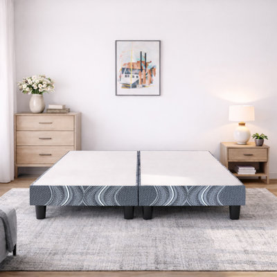 Wood Box Spring/Foundation With Legs For Mattress Support, Heavy-Duty Structure, Fully Assembled, No Need For Bed Frame, Queen, Black by Alwyn Home
