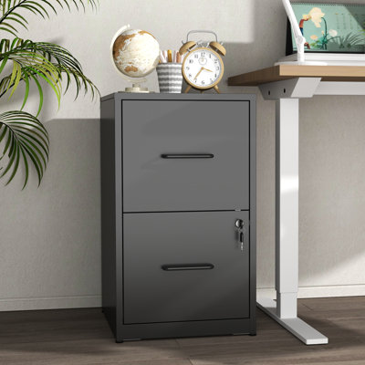 2-Drawer Metal Vertical Filing Cabinet - Sturdy Steel Storage for Home Office, Printer Stand, A4/Letter Size by Ebern Designs