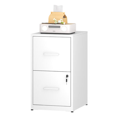 2-Drawer Metal Vertical Filing Cabinet - Sturdy Steel Storage for Home Office, Printer Stand, A4/Letter Size by Ebern Designs