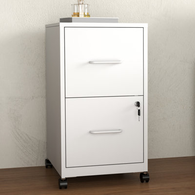 2-Drawer Locking File Cabinet - Sturdy Steel Storage with Rolling Casters for Home Office, Printer Stand, A4/Letter Size by Hokku Designs