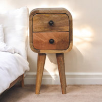 Extra Mini Curved Oak-Ish Bedside by George Oliver