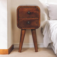 Extra Mini Curved Oak-Ish Bedside by George Oliver