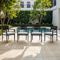 Anna Aluminum Dining Chairs with Sunbrella Cushion by Red Barrel Studio