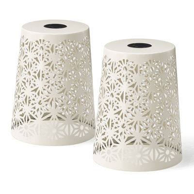 17.5"H S/2 Multi-Functional Iron Cutout Geometric Pattern Solar Powdered Garden Stool by Dakota Fields