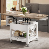 Farmhouse Lift Top Small Square Coffee Table With Wheels And Storage Compartment For Living Room by Gracie Oaks