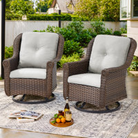Habbe Outdoor Wicker Swivel Glider Chairs With Cushions by Lark Manor
