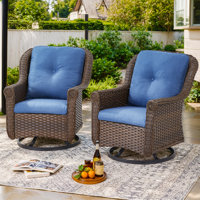 Habbe Outdoor Wicker Swivel Glider Chairs With Cushions by Lark Manor