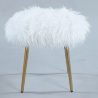 Eury Faux Fur Accent Ottoman With Gold Legs by Mercer41