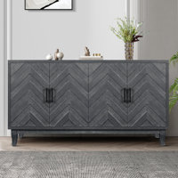Stronger Vintage Style Buffet Cabinet, Lacquered Accent Storage 4 Door Wooden Cabinets,Thickened Sideboard Storage Cabinet For Entryway, Living Room by Ophelia & Co.