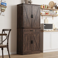 71.3" Kitchen Pantry With 6 Door Shelves, 2 Sliding Storage Trays, And 1 External Drawer by Gracie Oaks