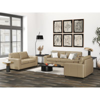 Caro Espinoza Leather Upholstered 3-Piece Living Room Set, Sofa Loveseat And Cutler Chair