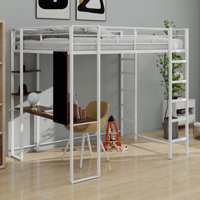 Metal Loft Bed With Shelves And One Desk by Mason & Marbles