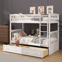Twin-Over-Twin Bunk Bed Featuring Drawers, Convertible Sleeping Solutions by Harriet Bee
