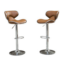 Masaccio Upholstery Airlift Adjustable Swivel Barstool With Chrome Base, Set Of 2 by Ivy Bronx