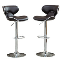 Masaccio Upholstery Airlift Adjustable Swivel Barstool With Chrome Base, Set Of 2 by Ivy Bronx