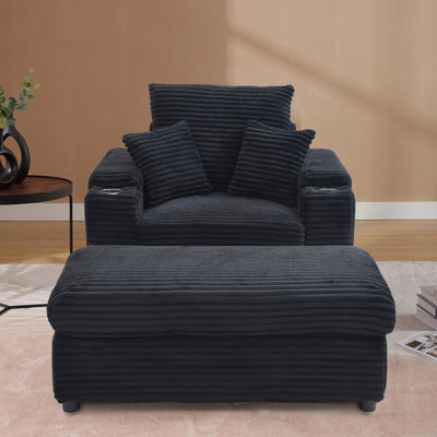 Lovis 43.3" Oversized Lounge Chair with Movable Ottoman for Living Room, Bedroom, Office by Lark Manor