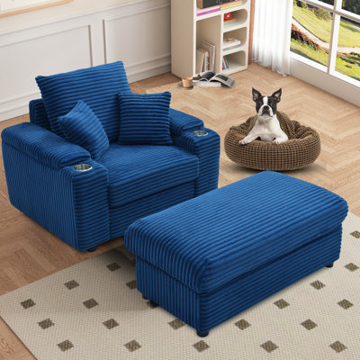 Lovis 43.3" Oversized Lounge Chair with Movable Ottoman for Living Room, Bedroom, Office by Lark Manor