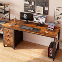 Computer Desk with 4 Drawers, Fabric Drawers Writing Desk by Ebern Designs
