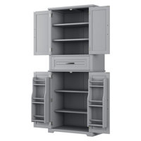 Kitchen Pantry Storage Cabinet With Multi-Functional Storage Space,The Middle Big Drawer With Slide Rails, Adjustable Shelf