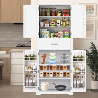 Kitchen Pantry Storage Cabinet With Multi-Functional Storage Space,The Middle Big Drawer With Slide Rails, Adjustable Shelf by Red Barrel Studio