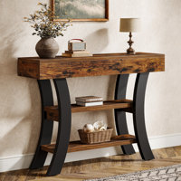 41" Console Table With Storage Shelves And Curved Frame by 17 Stories