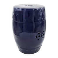 D13x18" Ceramic Barrel Stool With Cutout Design by Dakota Fields