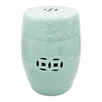 D13x18" Ceramic Barrel Stool With Cutout Design by Dakota Fields