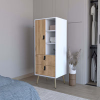 White and Macadamia 2-Drawer Tall Dresser by Corrigan Studio