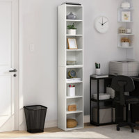 71" H 8-Tier Double-Decker Multimedia Storage, With Adjustable Shelves Narrow Bookcase by Ebern Designs