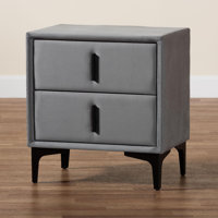 Hedviga Baxton Studio Etienne Modern Slate Grey Velvet 2-Drawer Nightstand by Brayden Studio