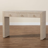 Bali & Pari Cielo Bohemian Woven Natural Grasscloth 3-Drawer Console Table by Hokku Designs