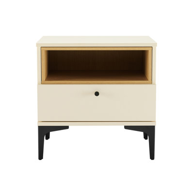 Amara 20" W Modern Nightstand with 1 Full Extension Drawer and Metal Legs by Manhattan Comfort