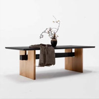 Black+Light-walnut Rectangular Solid Wood Dining Table by Hokku Designs