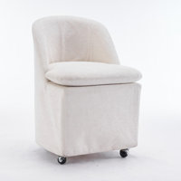 Set of 2 Chenille Fabric Dining Chairs With Universal Wheels by Latitude Run